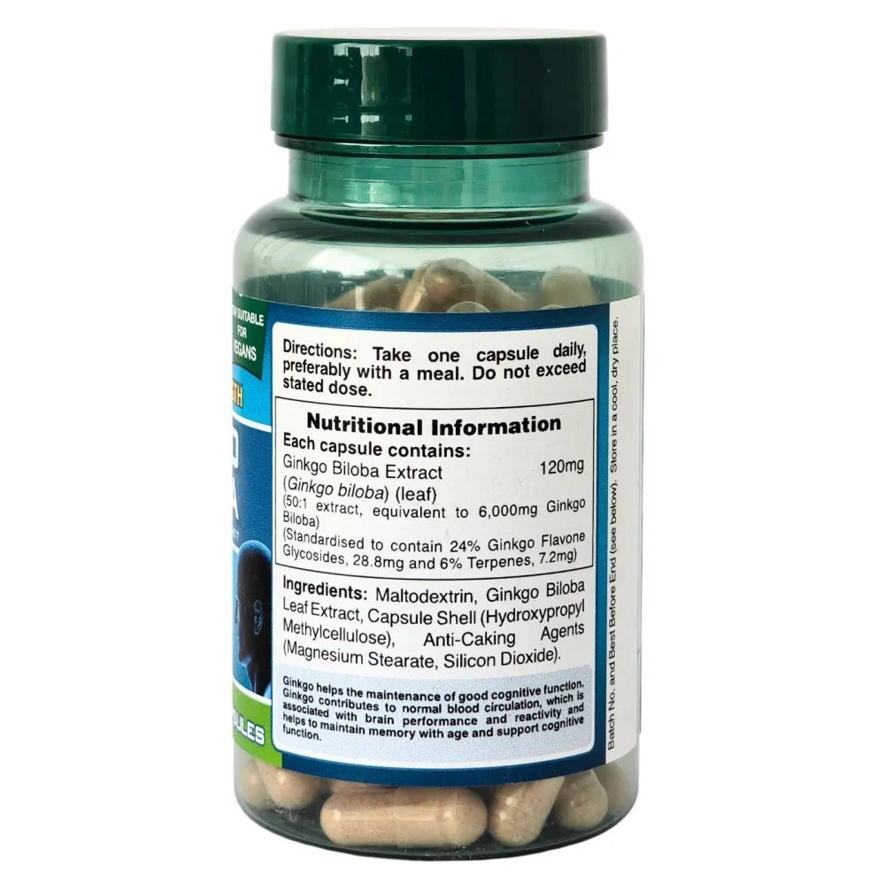 Maximum Strength Ginkgo Biloba 120mg - 100 caps - Holland & Barrett - Papildai
