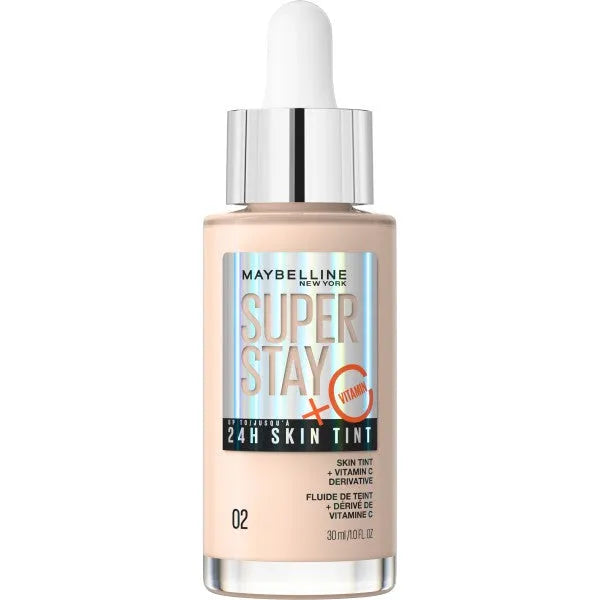 MAYBELLINE Super Stay 24H Skin Tint Illuminating Foundation with Vitamin C Nr. 02 - 30ml - Kosmetika
