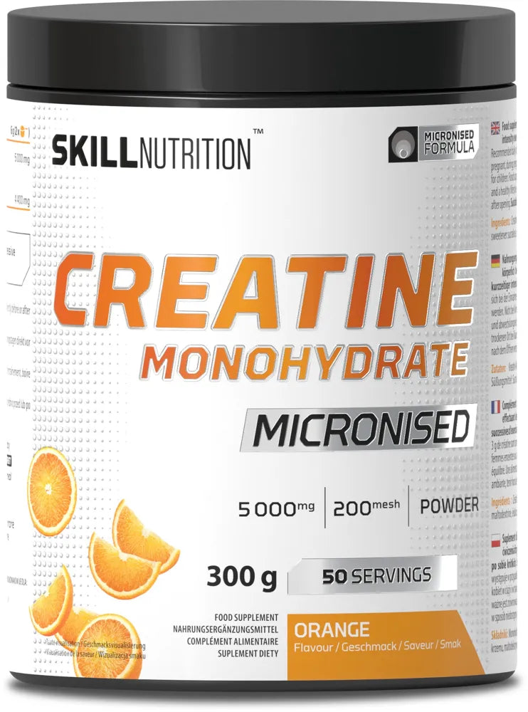 Micronised Creatine Monohydrate Flavoured Orange - 300g - Skill Nutrition - Sporto papildai