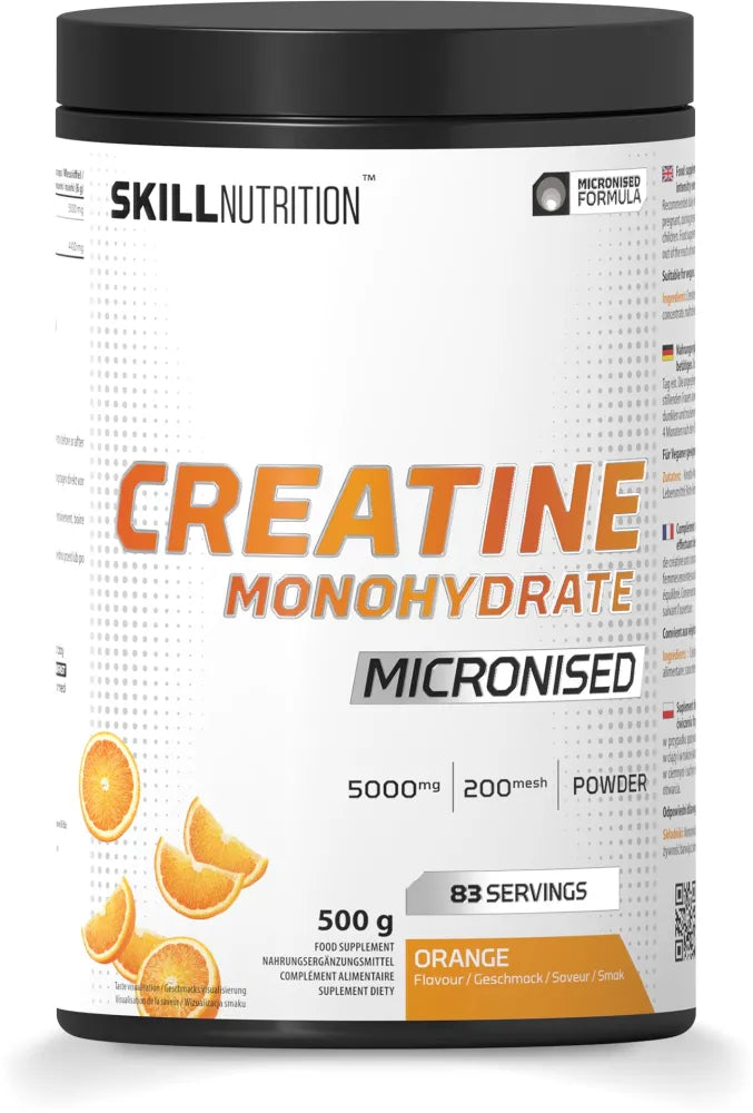 Micronised Creatine Monohydrate Flavoured Orange - 500g - Skill Nutrition - Sporto papildai