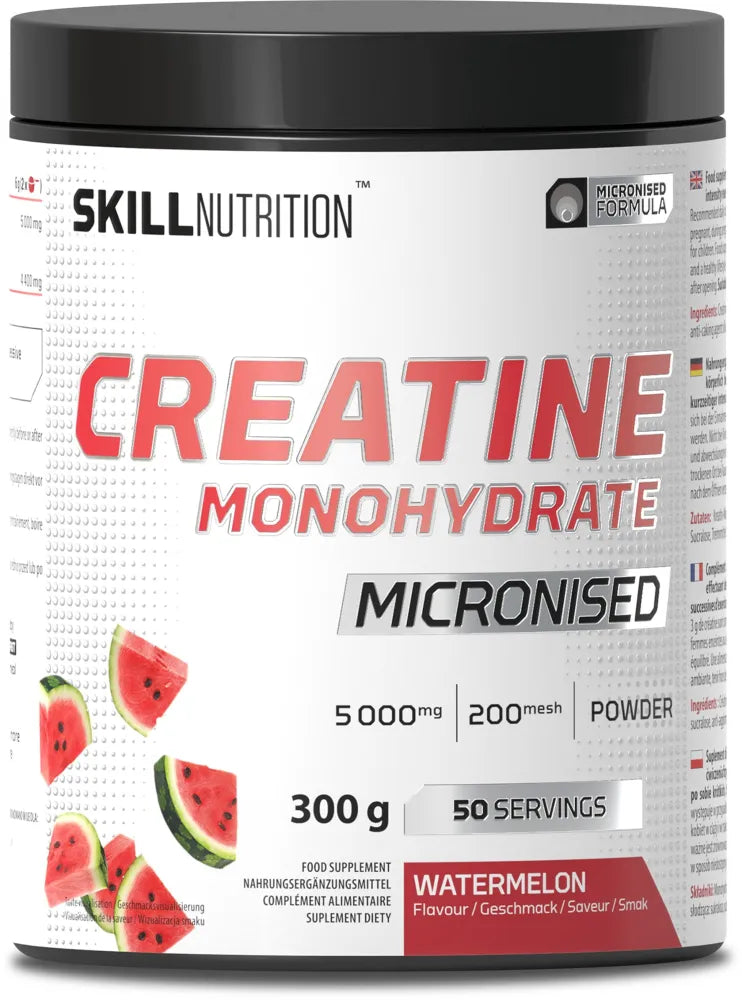 Micronised Creatine Monohydrate Flavoured Watermelon - 300g - Skill Nutrition - Sporto papildai
