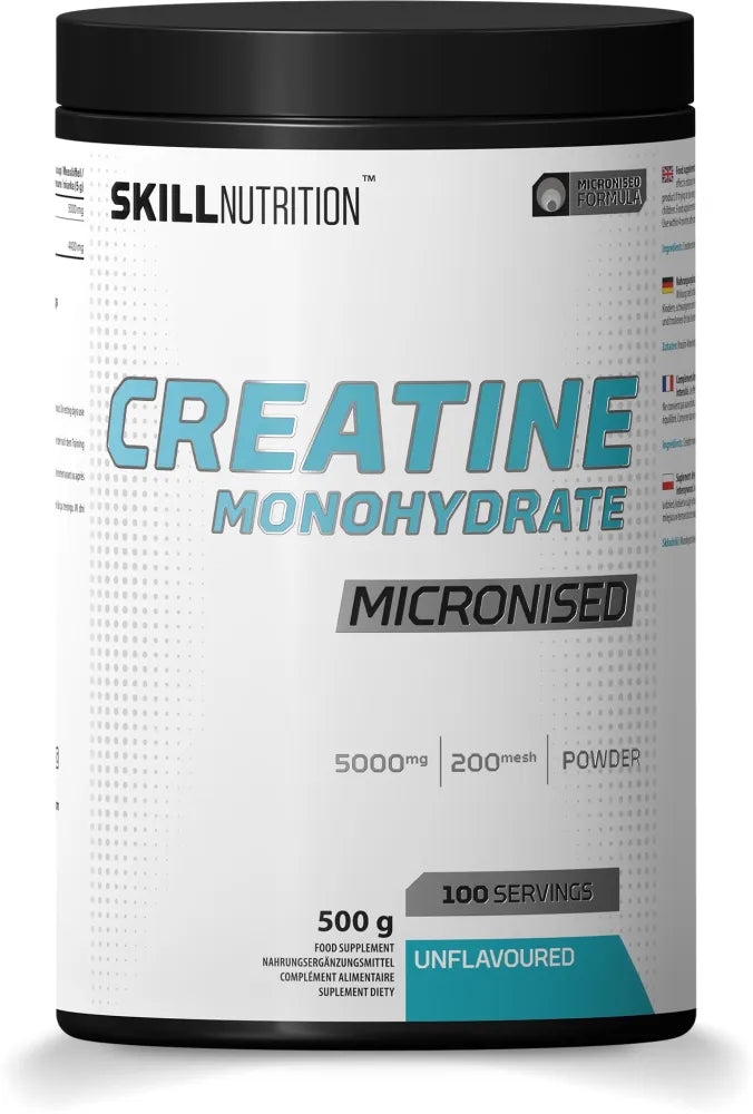 Micronised Creatine Monohydrate Unflavoured - 500g - Skill Nutrition - Sporto papildai