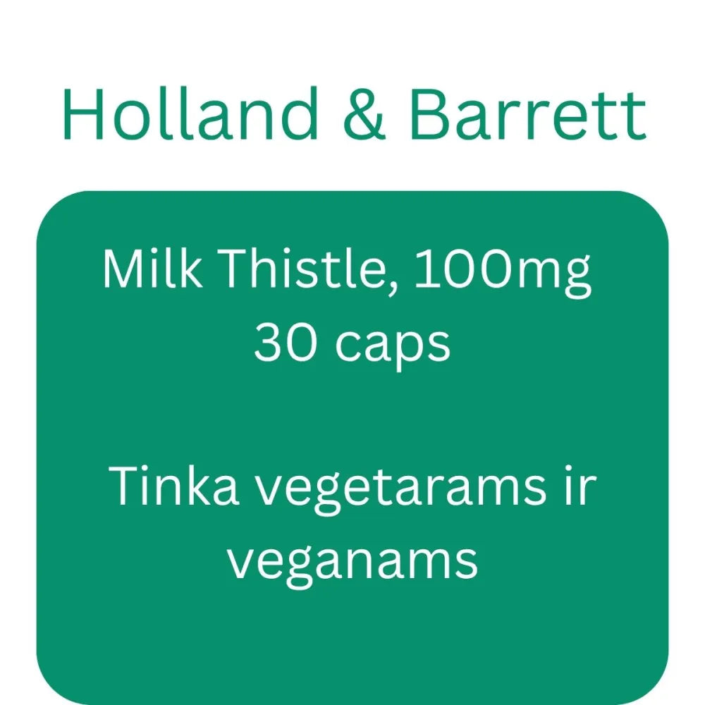 Milk Thistle 100mg - 30 caps - Holland & Barrett - Papildai
