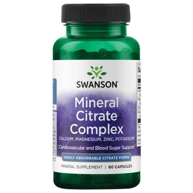 Mineral Citrate Complex - Geležies citratas kalcis magnis cinkas kalis - 25 mg - N60 - Swanson - Papildai