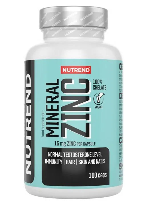 Mineral Zinc 100% Chelate 15mg - 100 vcaps - Nutrend - Sporto papildai