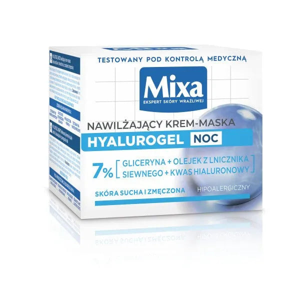 MIXA Hyalurogel Naktinis drėkinamasis kremas-maskė 50 ml - Kosmetika