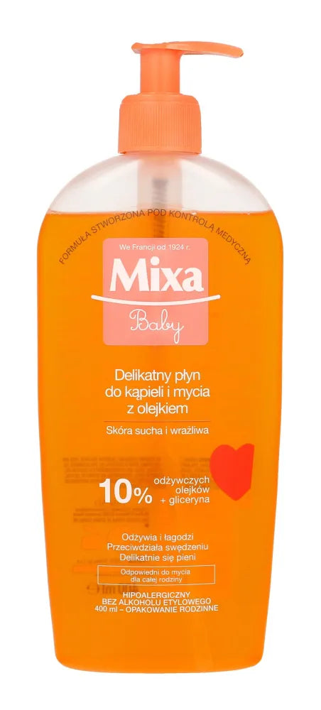 Mixa kūdikių vonios ir prausimosi skystis su aliejumi 400ml - Kosmetika