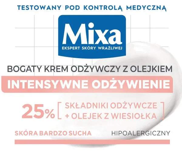 MIXA Rich Nourishing Cream su 25% aliejaus sausai ir jautriai odai 50 ml - Kosmetika