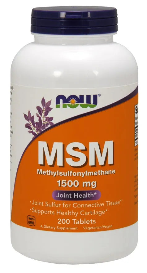 MSM Methylsulphonylmethane 1500mg - 200 tabs - NOW Foods - Papildai