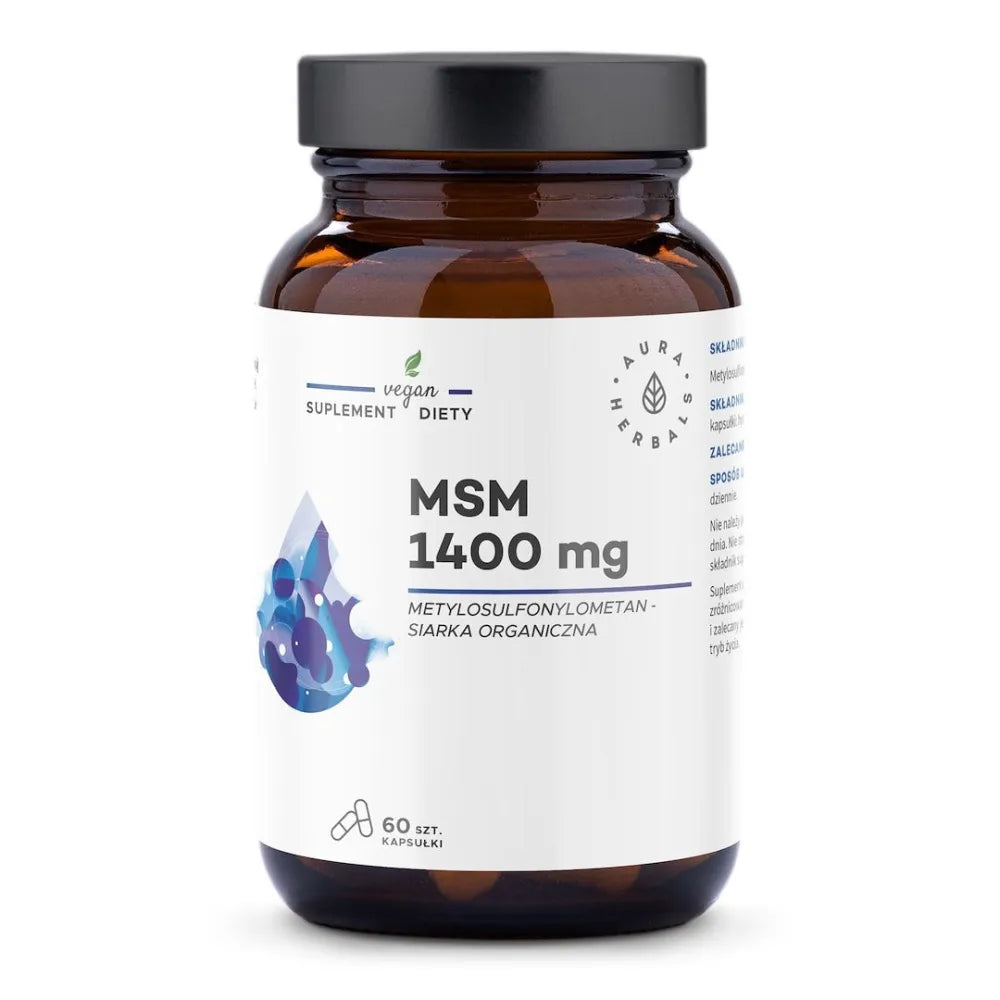 MSM Organic Sulfur 1400 mg - dietary supplement 60 capsules - AURA HERBALS - Papildai