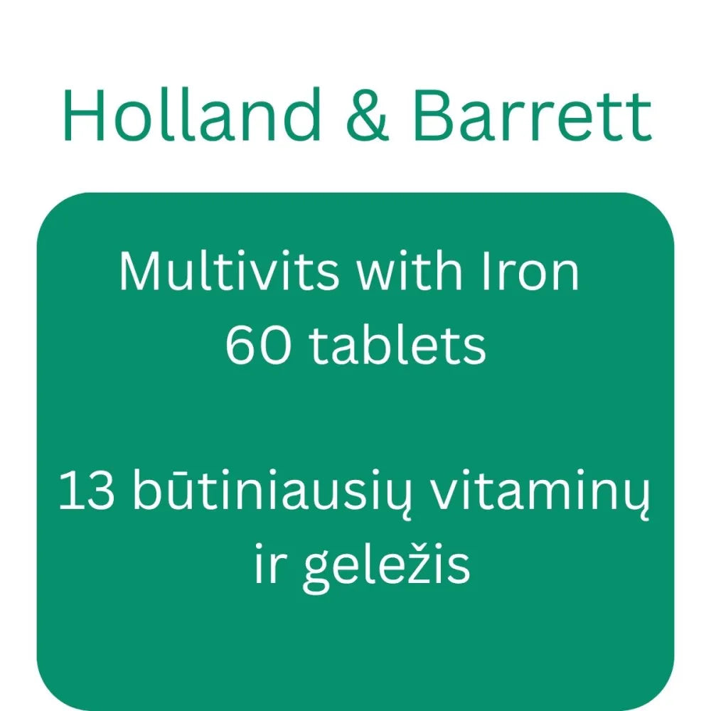 Multivits with Iron - 60 tablets - Holland & Barrett - Papildai