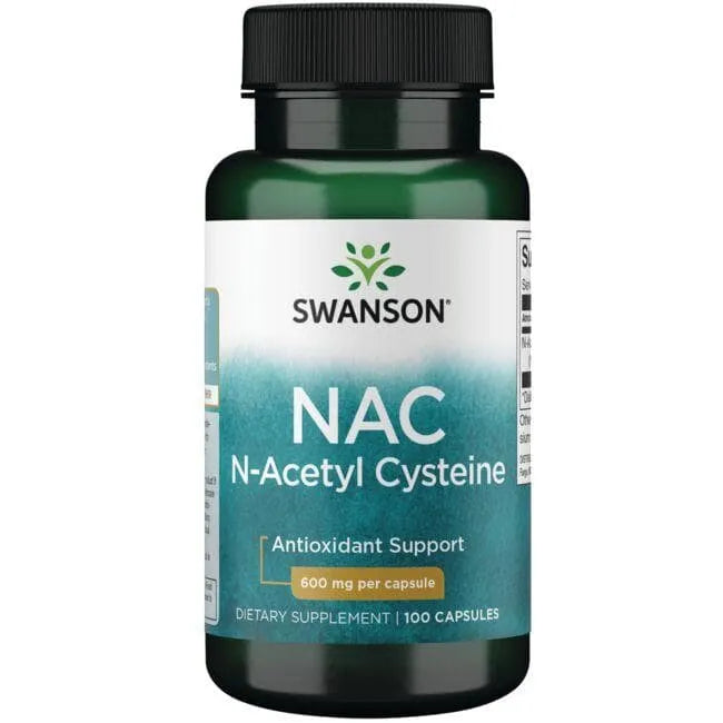 NAC N-Acetyl Cysteine - Kvėpavimo sistemai - 600 mg - N100 - Acetilcisteinas - Swanson - Papildai