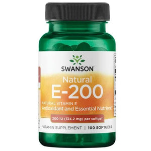 Natural E-200 - Vitaminai - 200 IU - 134.2 mg - N100 - Swanson - Papildai