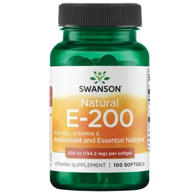 Natural E-200 - Vitaminai - 200 IU - 134.2 mg - N100 - Swanson - Papildai