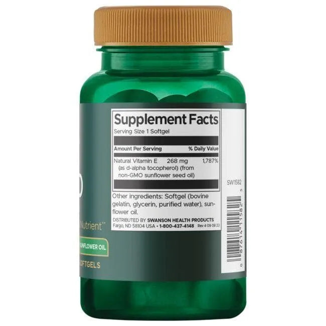 Natural E-400 Real Food - 400 IU - 268 mg - N60 - Swanson - Papildai