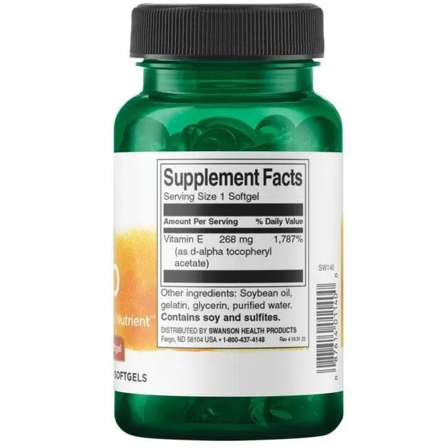 Natural E-400 - Vitaminai - 400 IU - 268 mg - N100 - Swanson - Papildai