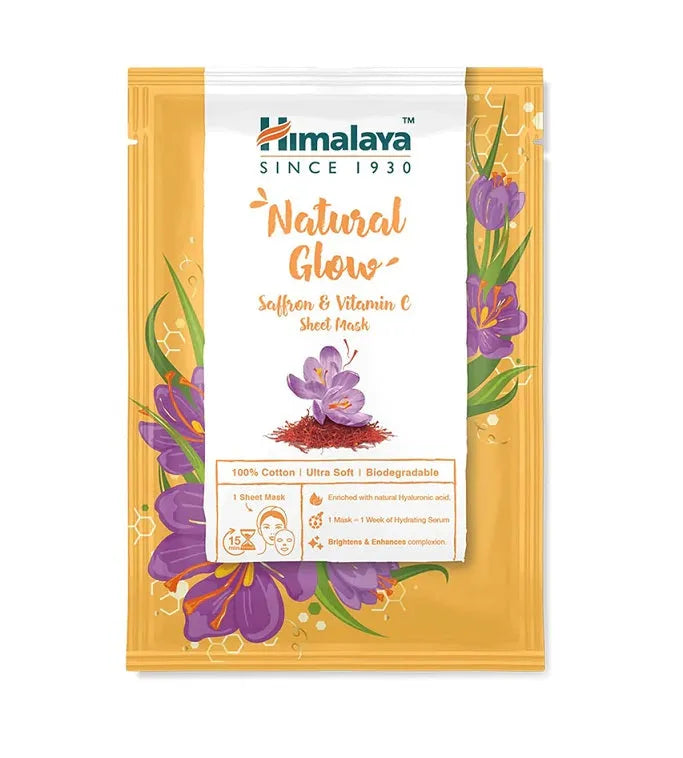 Natural Glow Saffron & Vitamin C Sheet Mask - 30 ml - Himalaya - Kosmetika
