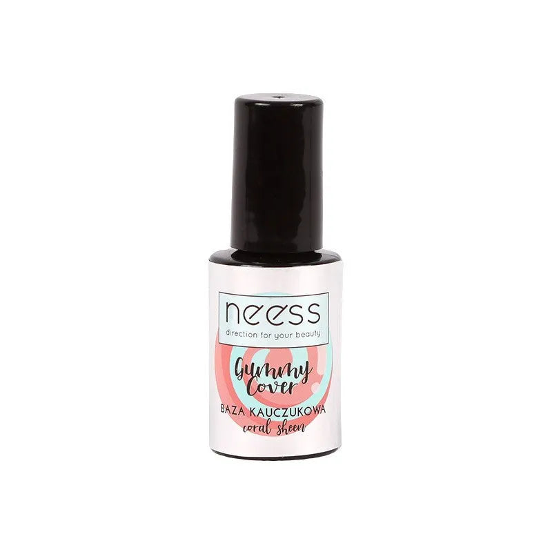 NEESS Rubber base for hybrid varnishes Gummy Cover - Koralo blizgesys 4ml - Kosmetika