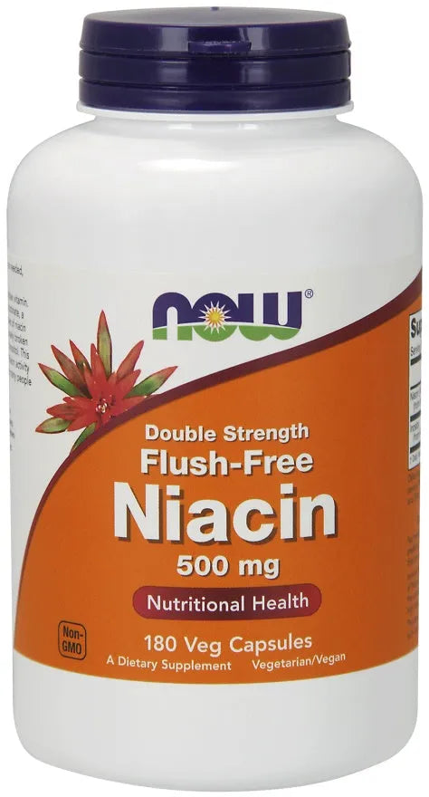 Niacin Flush-Free 500mg (Double Strength) - 180 vcaps - NOW Foods - Papildai