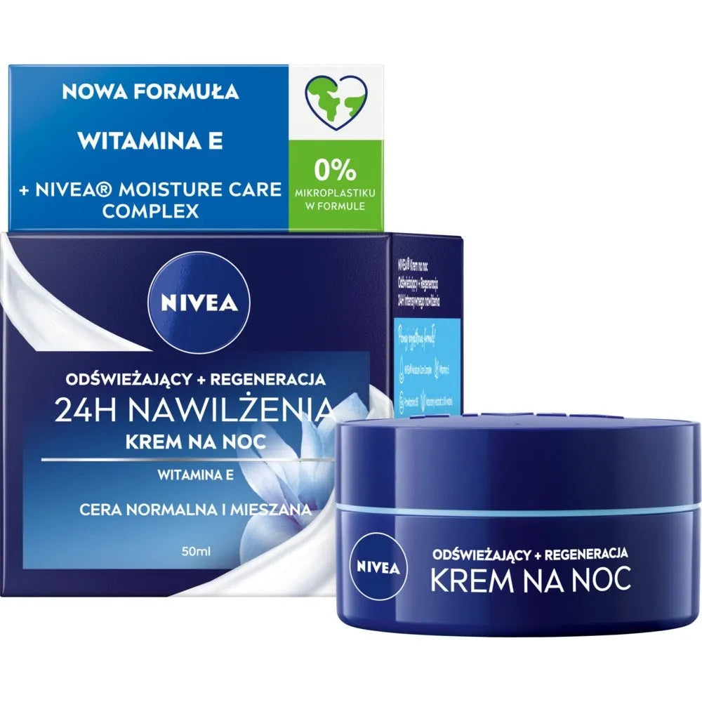 Nivea 24H Hydration + Regeneration Night Cream - Normal and combination skin 50ml - Kosmetika