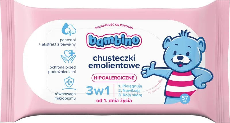 NIVEA Bambino emollient wipes 3in1 hypoallergenic 1 x 57 pcs - Vaikui ir mamai