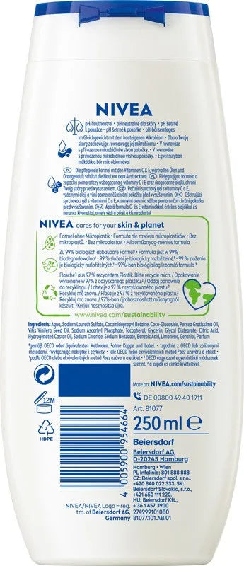 NIVEA Care Shower Gel Summer Happiness Orange & Avocado - Limited Edition 250 ml. - Kosmetika