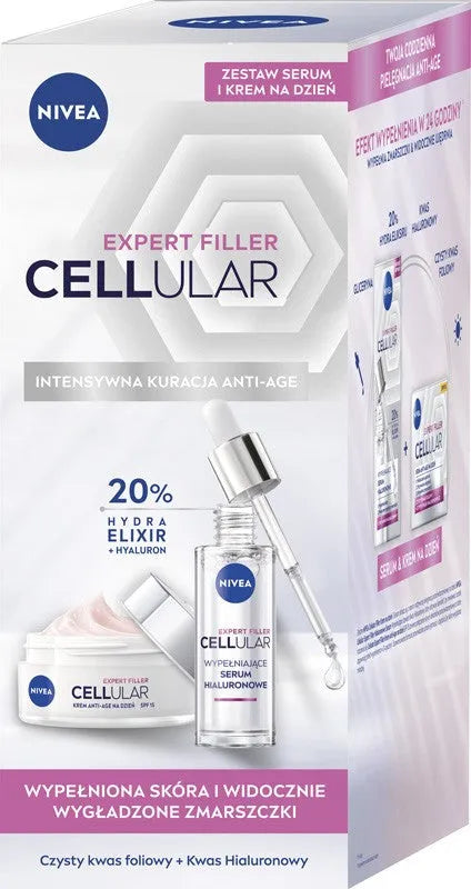 NIVEA CELLULAR Expert Filler Gift Set Day Cream + Hyaluronic Serum - Kosmetika