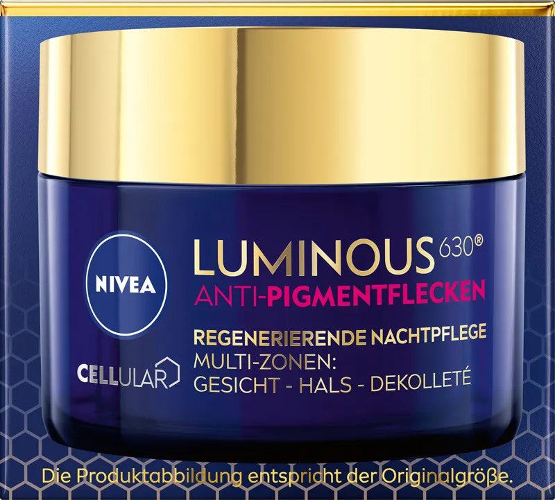 Nivea Cellular Luminous 630 Regeneruojantis anti-pigmentacijos naktinis kremas 50ml - Kosmetika