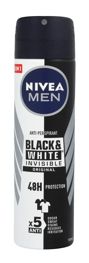 Nivea Deodorantas INVISIBLE Juodas ir Baltas vyriškas purškiklis 150ml - Kosmetika