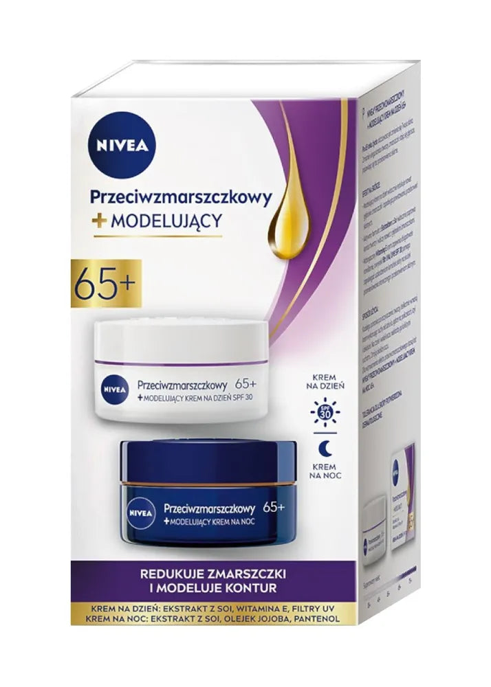 NIVEA DUO rinkinys Modeliavimo anti-raukšlių kremas 65+ (dieninis 50 ml + naktinis ml) - Kosmetika