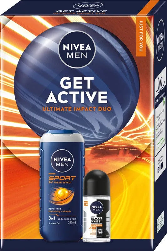 NIVEA Get Active Men’s Gift Set (Shower Gel 250ml + Roll-on Antiperspirant 50ml) - Kosmetika