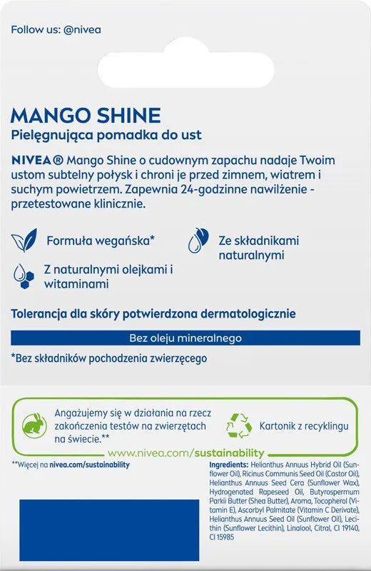 NIVEA Lip Care Protective Balm Hydro MANGO Shine 4.8 g - Kosmetika