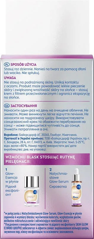 NIVEA Luminous Even Glow Liquid Refiner Exfoliating Serum 100 ml. - Kosmetika