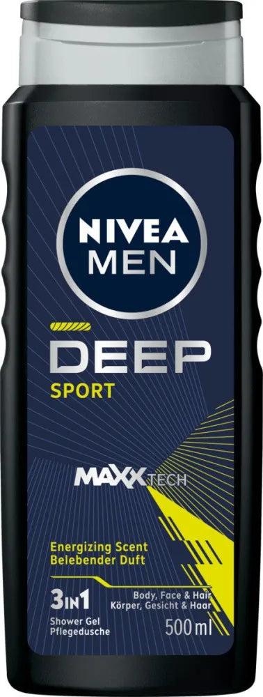 NIVEA MEN 3-in-1 Deep Sport Shower Gel 500 ml - Vaikui ir mamai