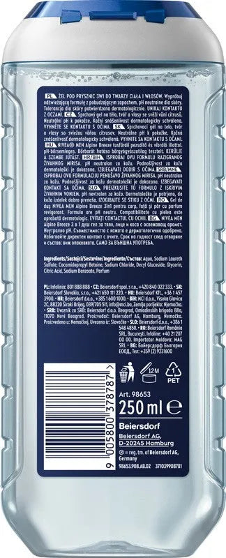 NIVEA MEN Alpine Breeze 3-in-1 Shower Gel 250 ml - Kosmetika