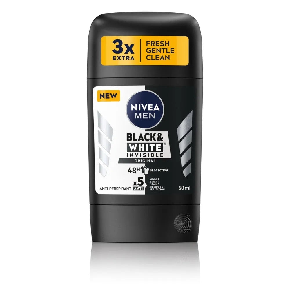 NIVEA Men BLACK WHITE INVISIBLE ORIGINAL men’s stick deodorant 50ml - Kosmetika