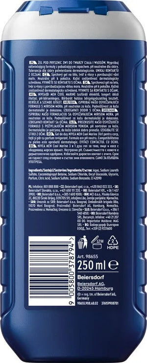 NIVEA MEN Cool Marine shower gel 3in1 250ml - Kosmetika