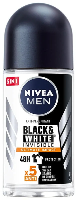 Nivea Men Deodorant BLACK & WHITE INVISIBLE Ultimate Impact 5in1 roll-on 50ml - Kosmetika