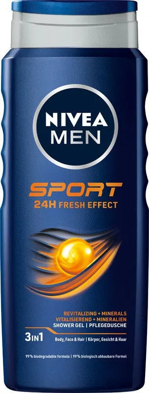Nivea Men Dušo Gelis Sport 24H Gaivumo Efektas 500ml - Kosmetika