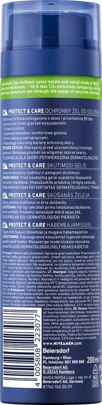 NIVEA Men Protect & Care Shaving Gel 200 ml - Kosmetika