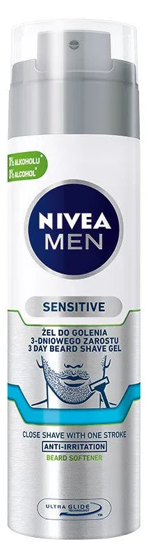 NIVEA MEN Sensitive 3-day beard shaving gel 200ml - Kosmetika