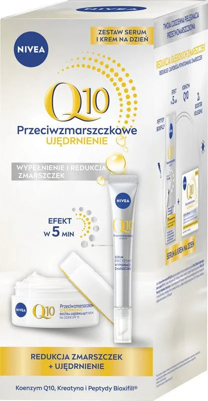 NIVEA Q10 Anti-Wrinkle Firming Day Cream + Serum Gift Set - Kosmetika