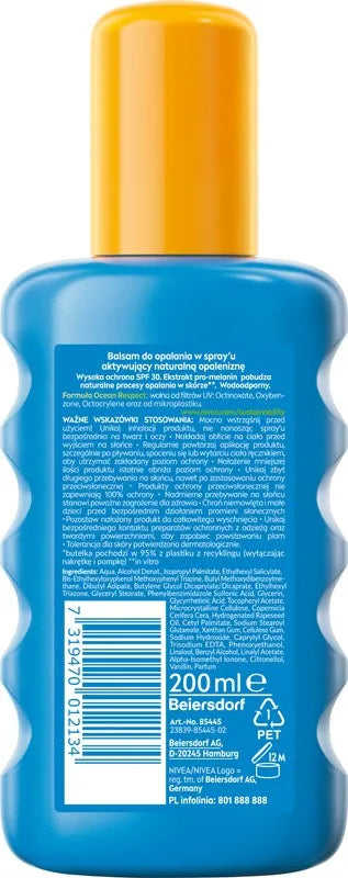 NIVEA SUN Protect Bronze Natural tan activating spray lotion SPF30 200 ml - Kosmetika