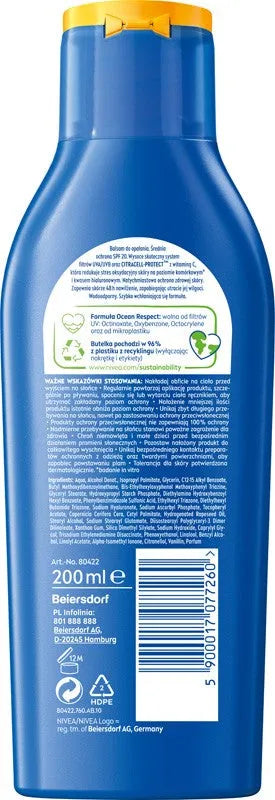 NIVEA SUN Protect Moisture Sunscreen Moisturizing Lotion SPF20 200 ml - Kosmetika