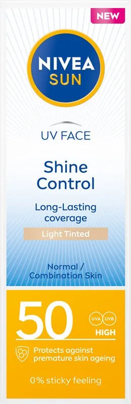 NIVEA SUN Shine Control Mattifying Face Color Cream Light Tinted SPF50 50 ml. - Kosmetika