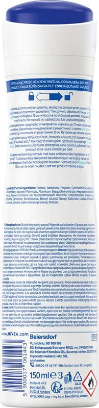 NIVEA Women’s Antiperspirant Spray 72H - Dry Fresh 150 ml. - Higiena