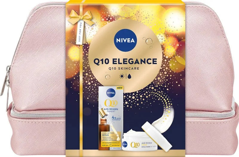 NIVEA Women’s Gift Set Q10 Elegance (Day Cream SPF15 50ml + Serum 30ml + Cosmetic Bag) - Kosmetika