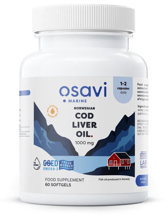 Norwegian Cod Liver Oil Softgels 1000mg (Lemon) - 60 - Osavi - Papildai
