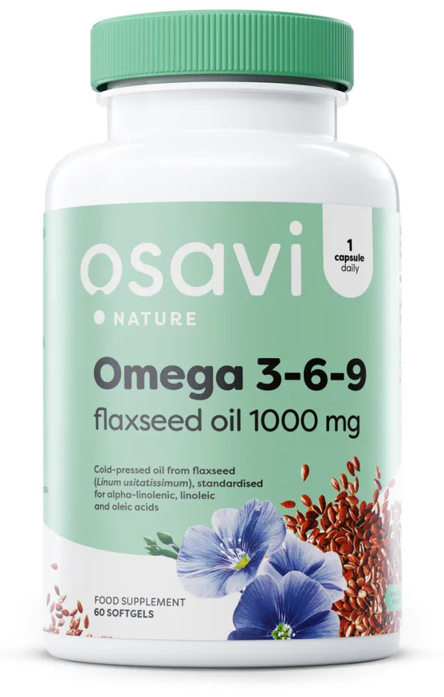 Omega 3-6-9 Flaxseed Oil 1000mg - 60 softgels - Osavi - Papildai