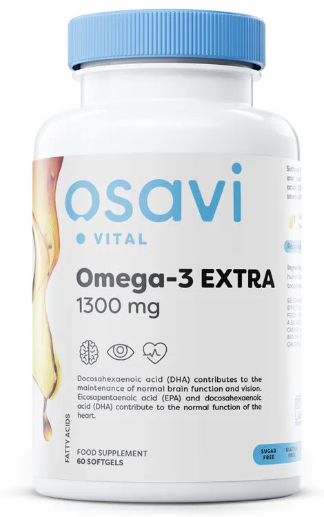 Omega-3 Extra Molecularly Distilled 1300mg (Lemon) - 60 softgels - Osavi - Papildai